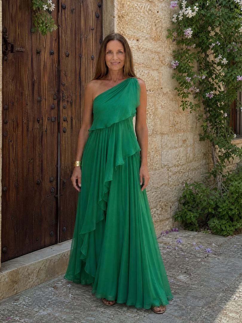 Robe Longue Asymétrique Volants
