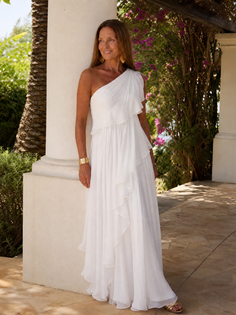 Robe Longue Asymétrique Volants