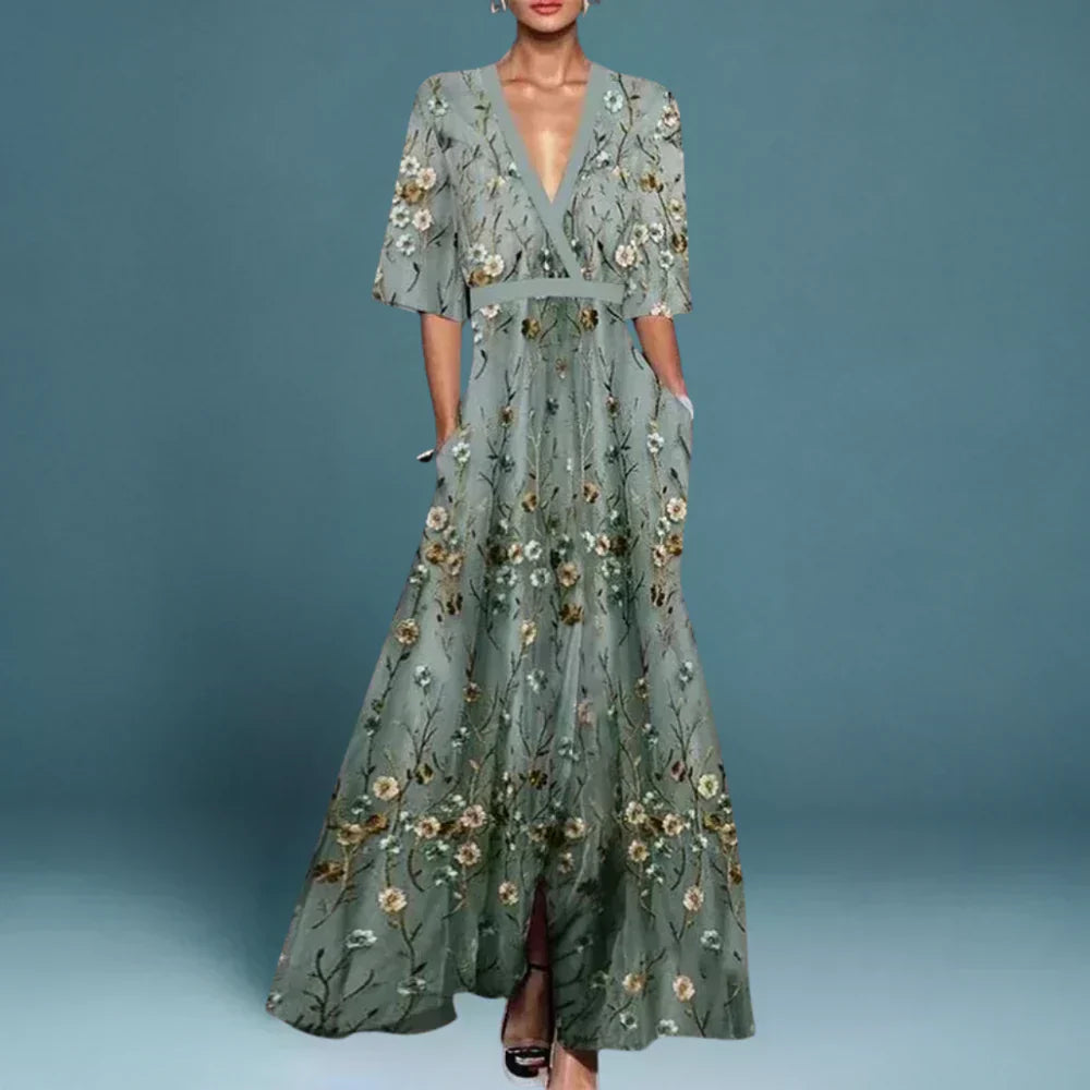 Hazel - Elegant Floral Wrap Dress