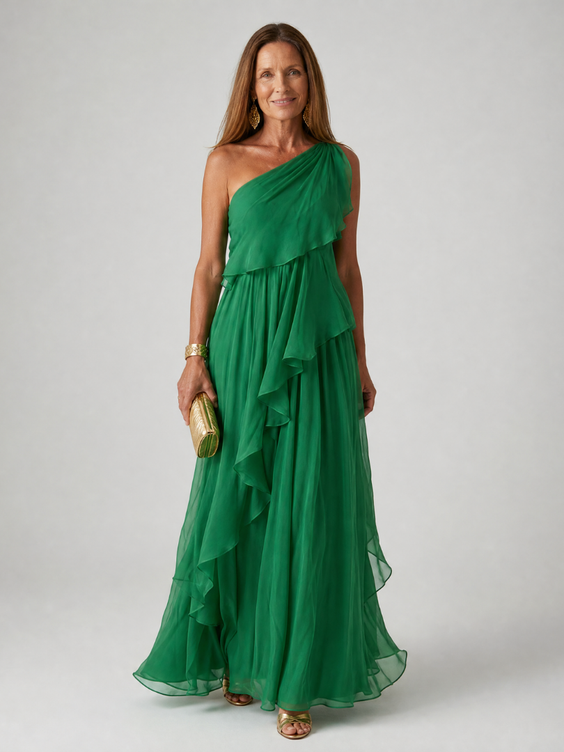 Robe Longue Asymétrique Volants