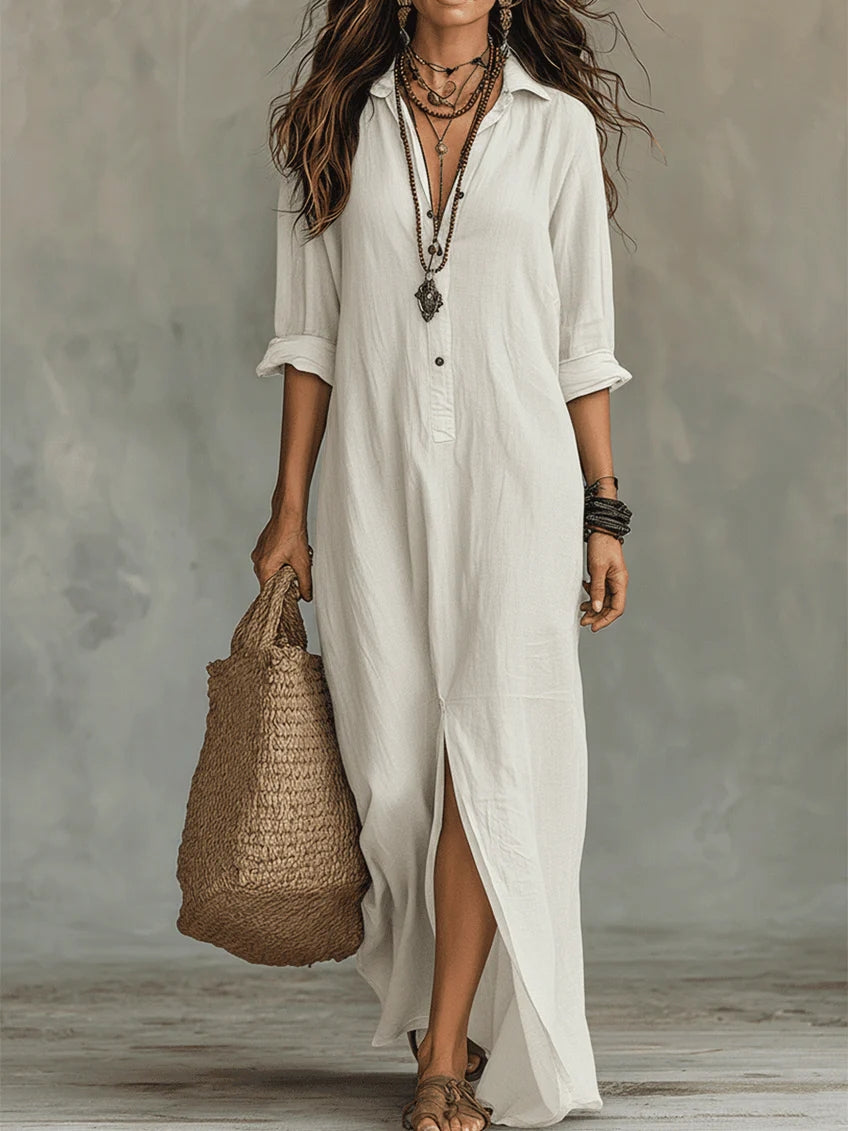 Robe Chemise Longue Fendue