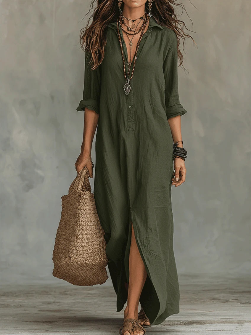 Robe Chemise Longue Fendue