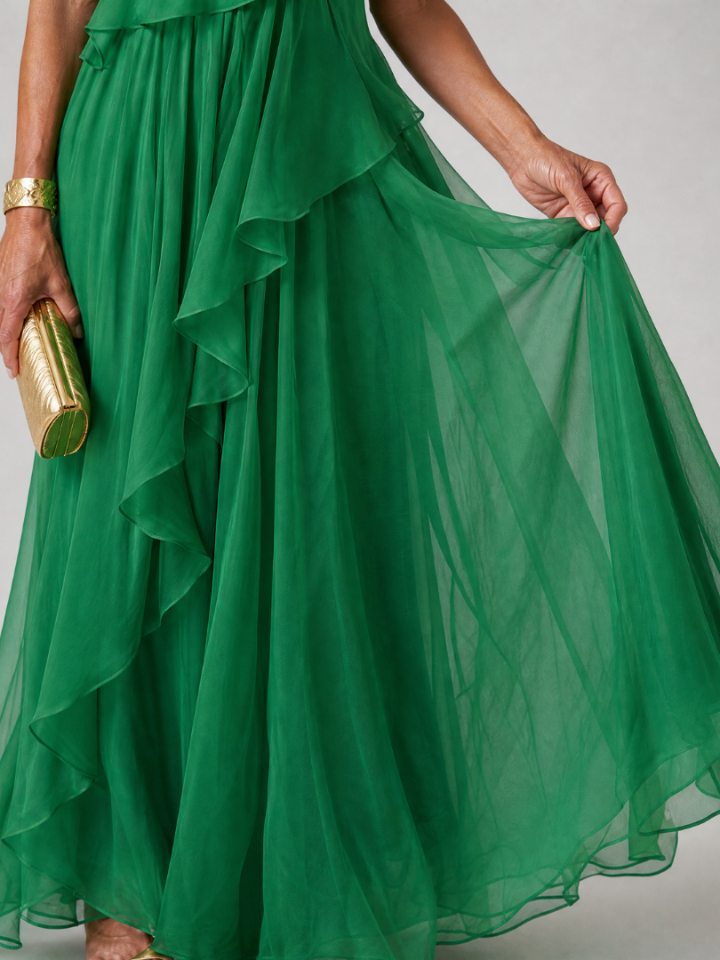 Robe Longue Asymétrique Volants