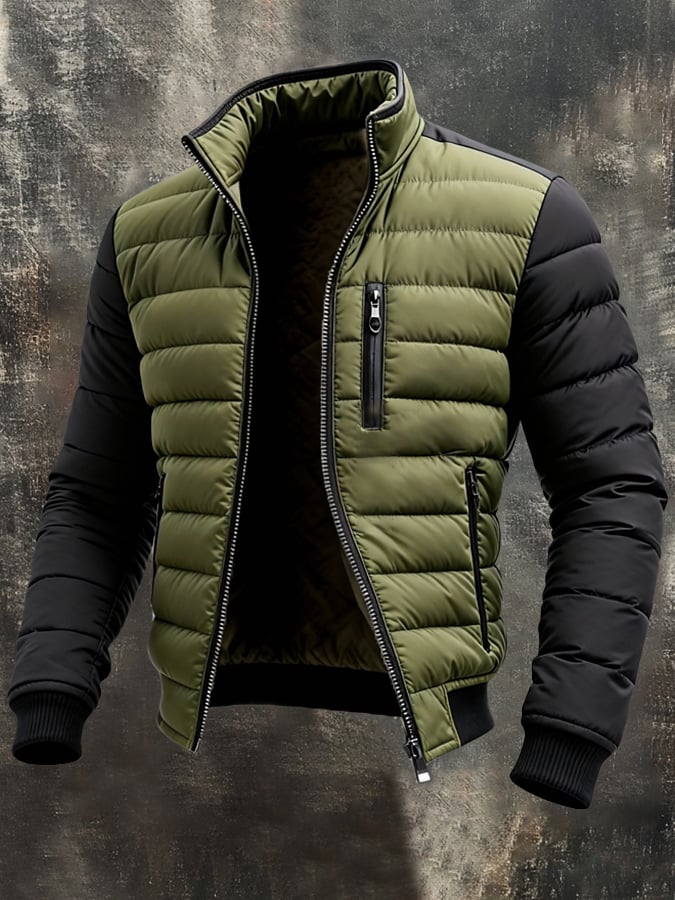 Chaqueta Acolchada Con Cremallera y Corte Moderno
