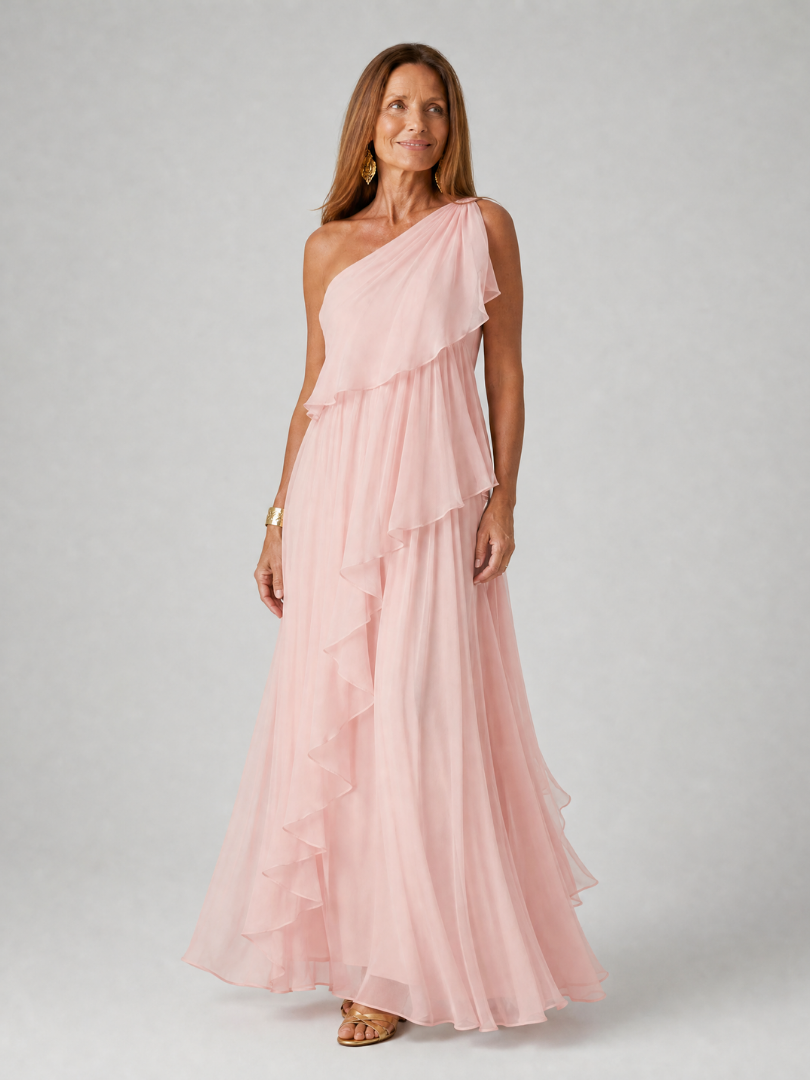 Robe Longue Asymétrique Volants
