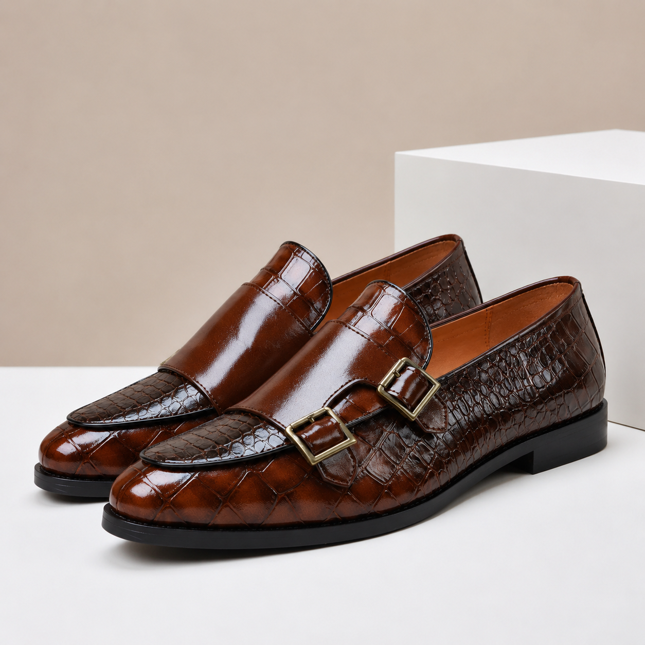 Mocassins Effet Croco Double Boucle