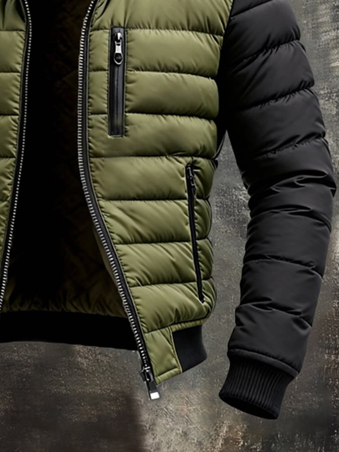Chaqueta Acolchada Con Cremallera y Corte Moderno