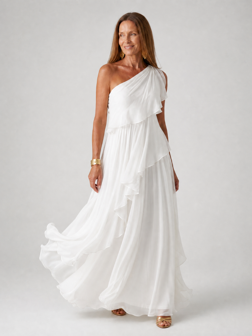 Robe Longue Asymétrique Volants