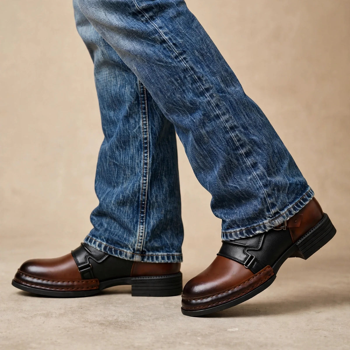 Bottines Bicolores Froncées