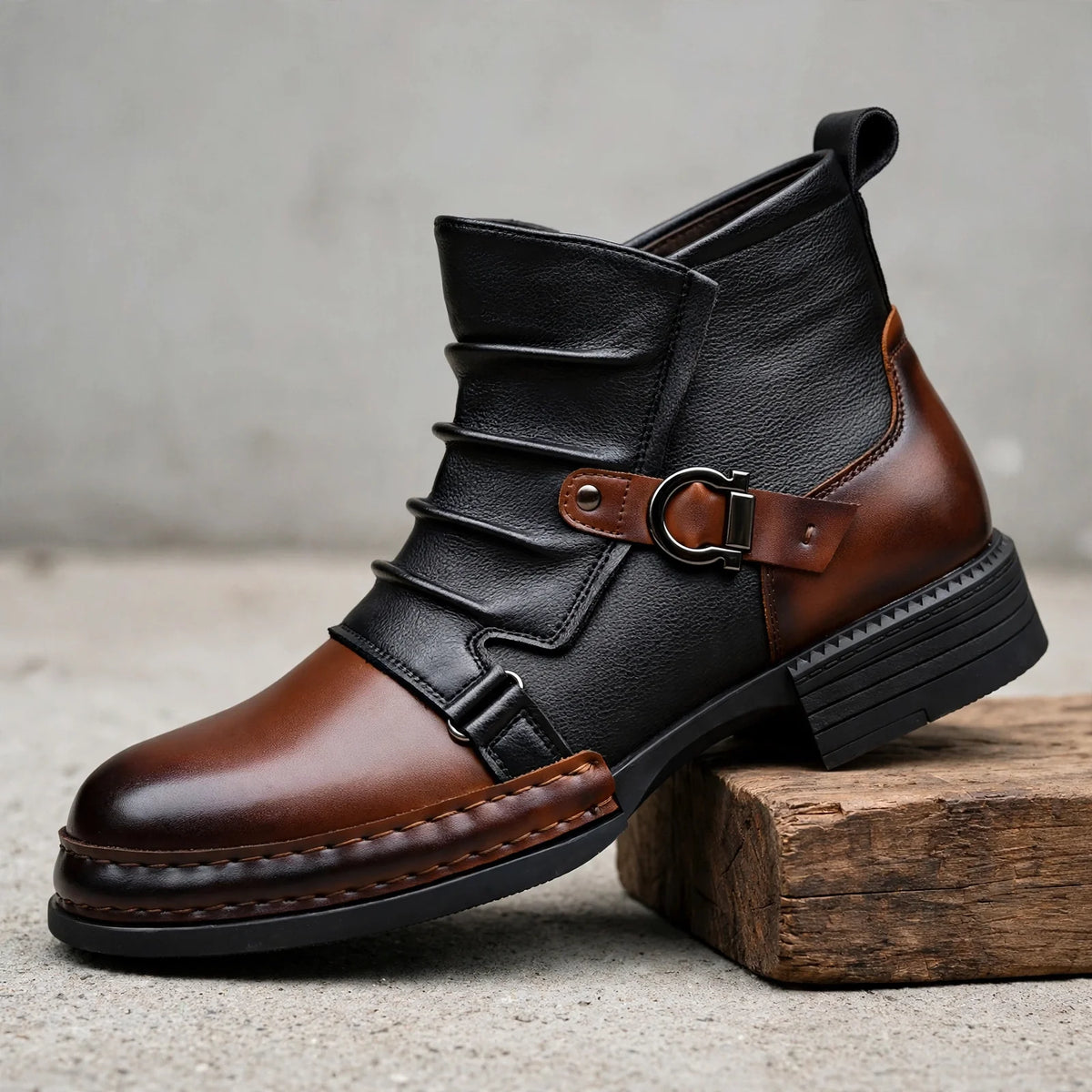 Bottines Bicolores Froncées