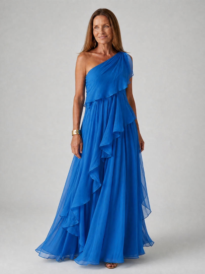 Robe Longue Asymétrique Volants