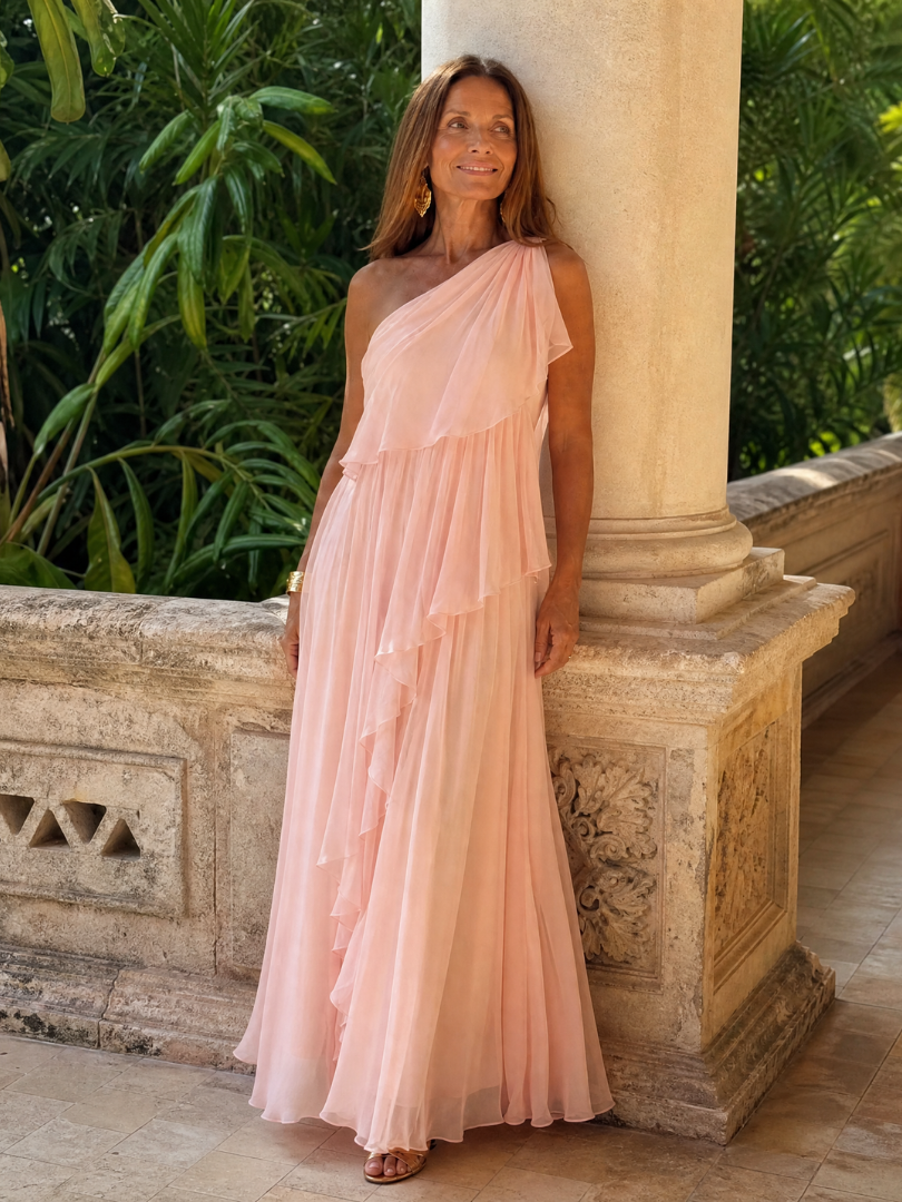 Robe Longue Asymétrique Volants