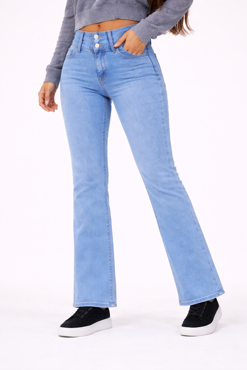 Vaqueros de Campana Elásticos de Cintura Alta