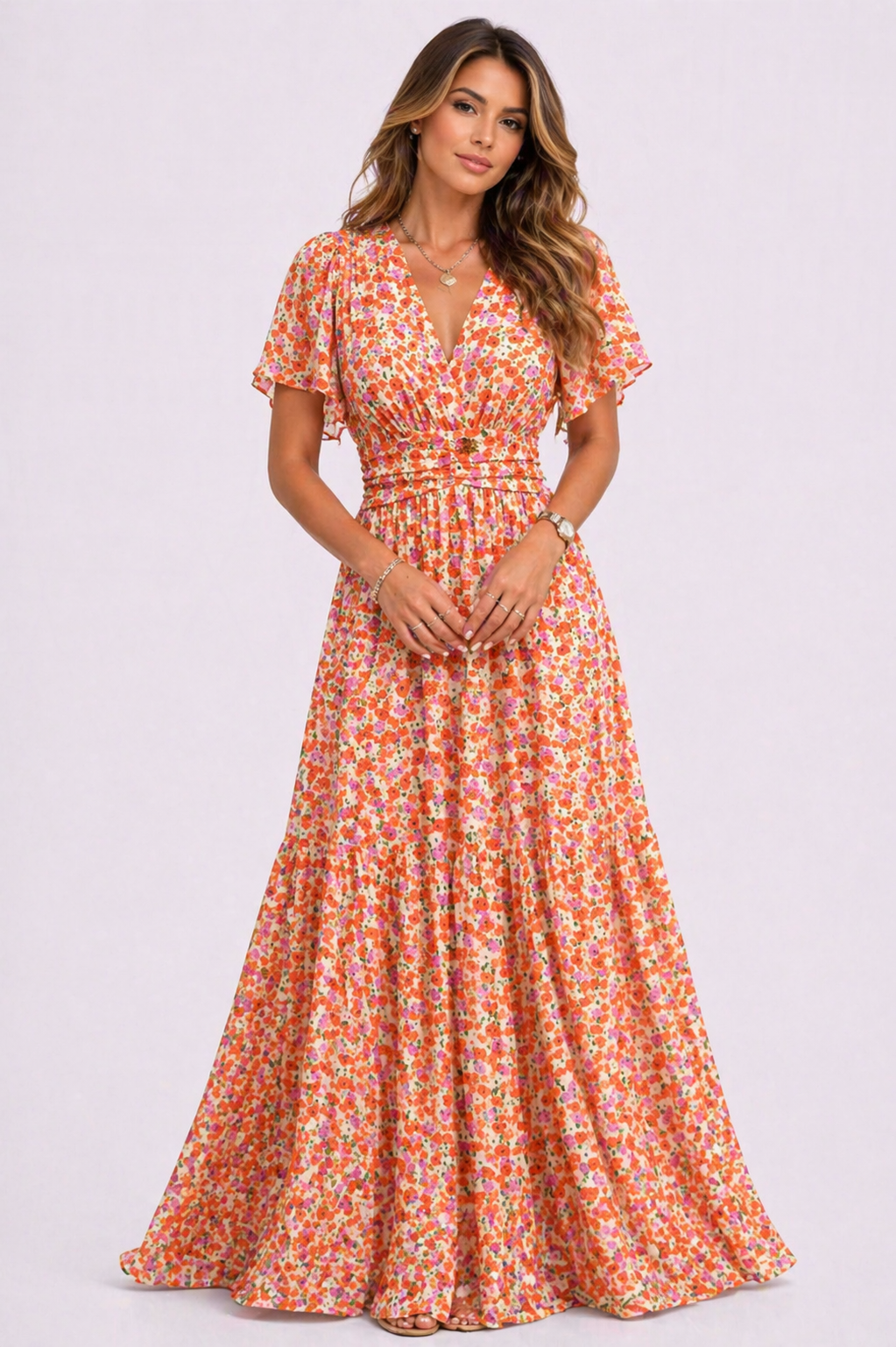 Vestido Maxi Floral Fluido