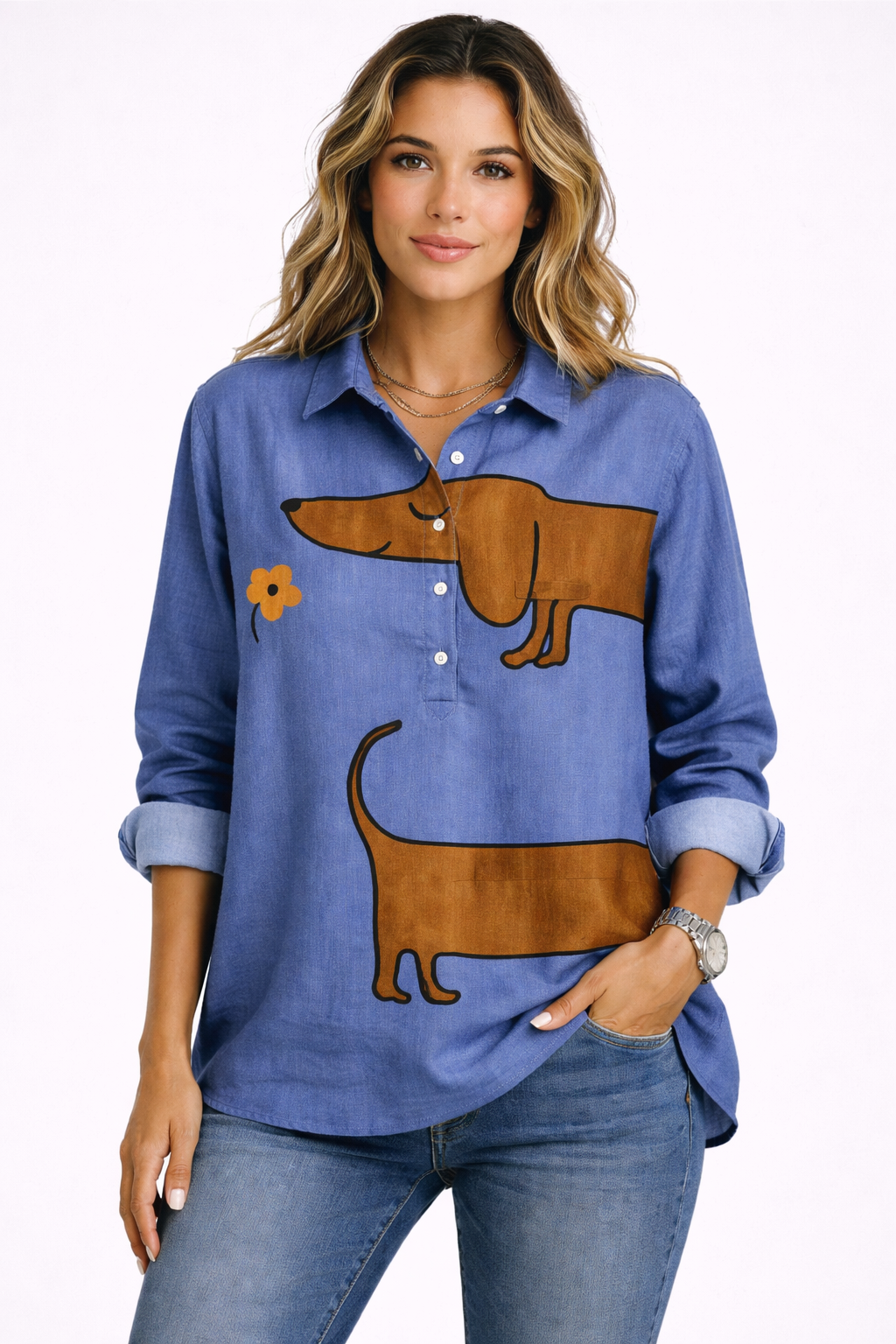 Blusa de Algodón con Estampado