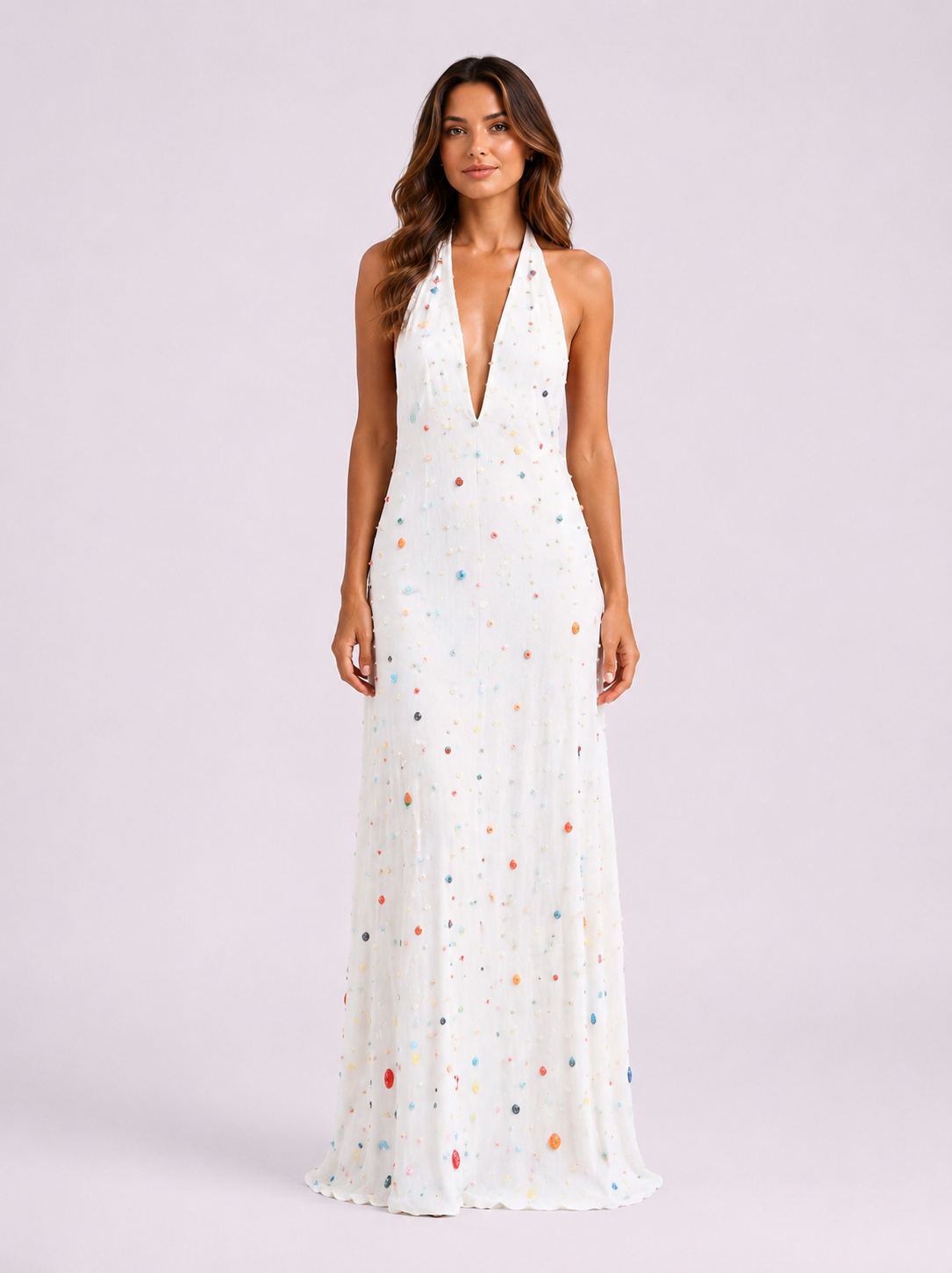 Robe Longue Perlée Dos Nu