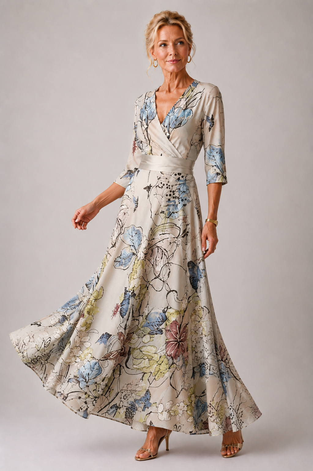 Robe Longue Fleurie Cache-Cœur