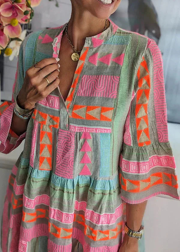 Vestido Cuello V de Lino
