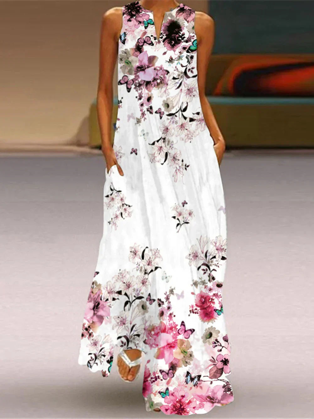 Vestido Línea A Floral Estampado