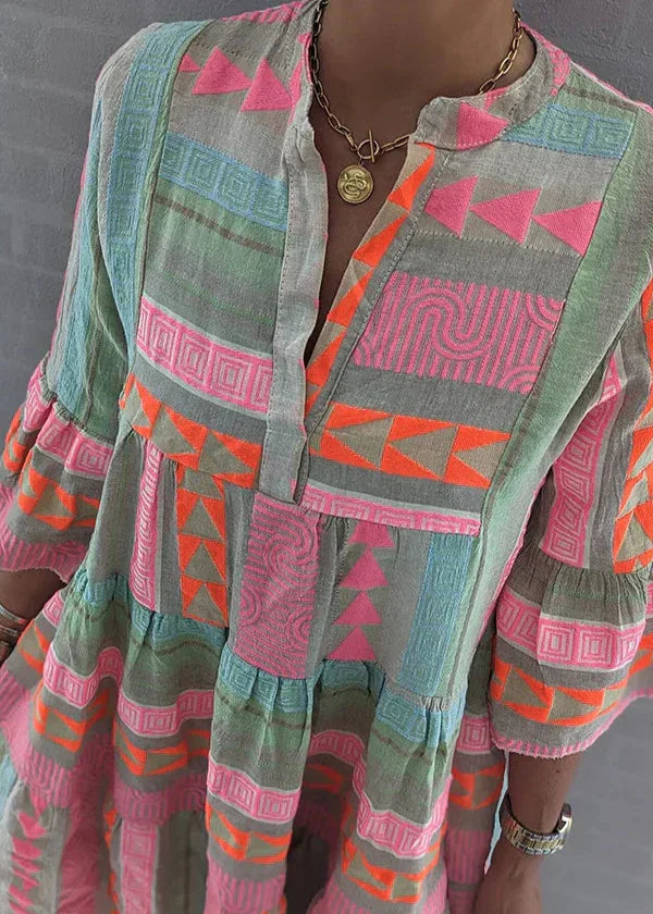 Vestido Cuello V de Lino