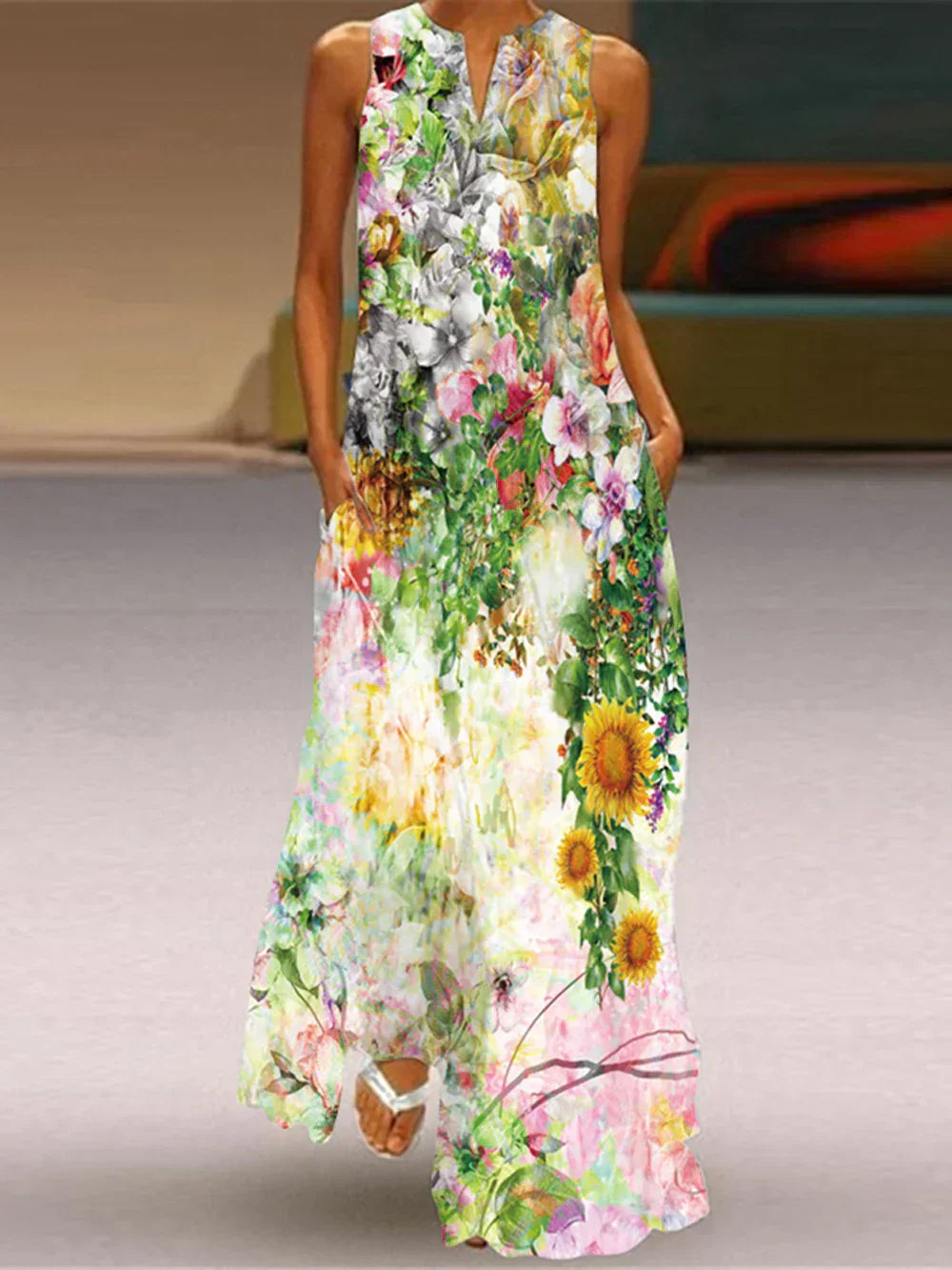 Vestido Línea A Floral Estampado