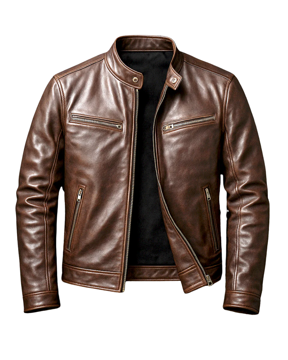 Chaqueta de Cuero de Corte Recto