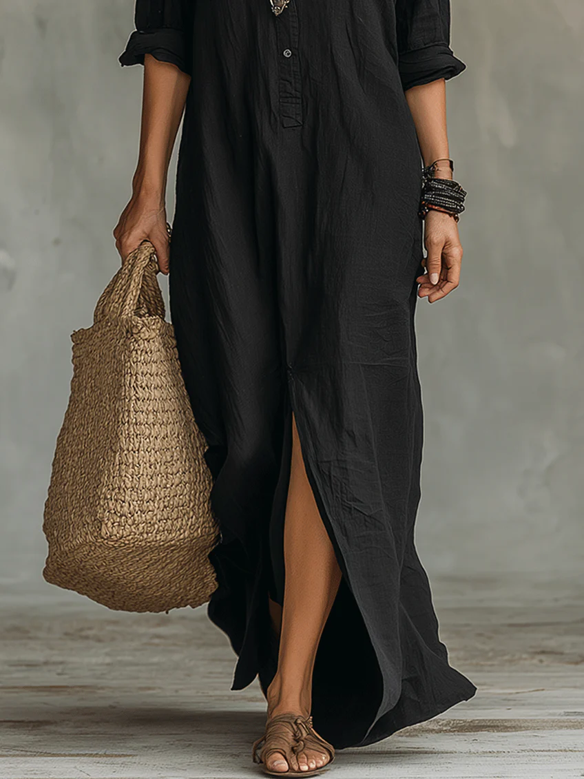 Robe Chemise Longue Fendue