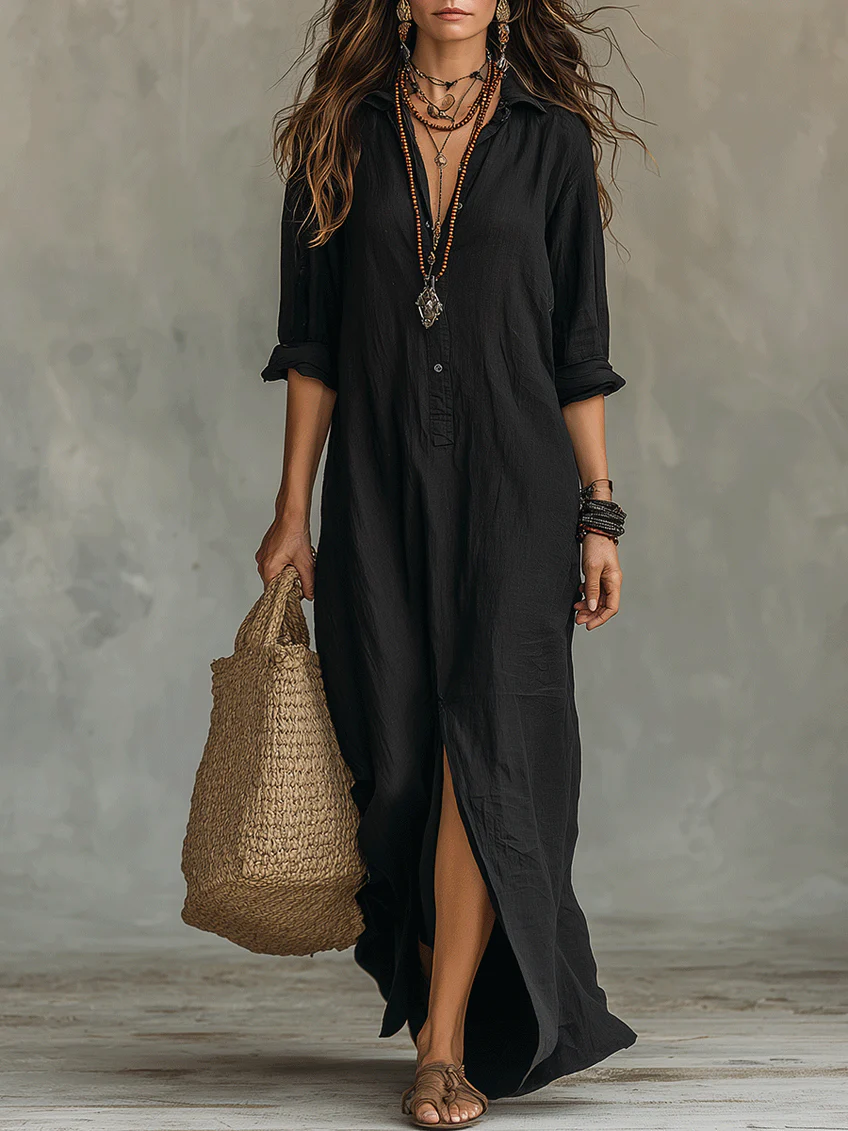 Robe Chemise Longue Fendue