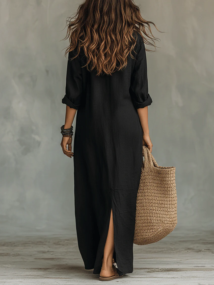 Robe Chemise Longue Fendue
