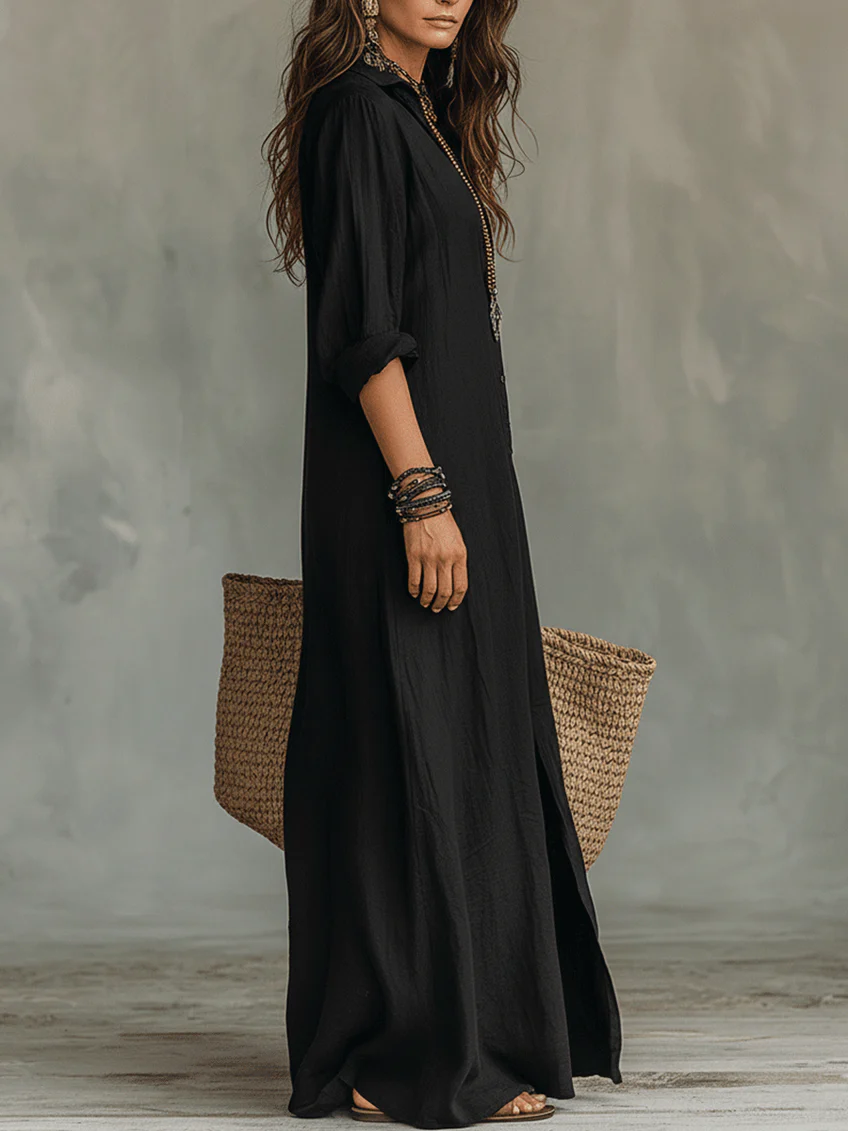 Robe Chemise Longue Fendue
