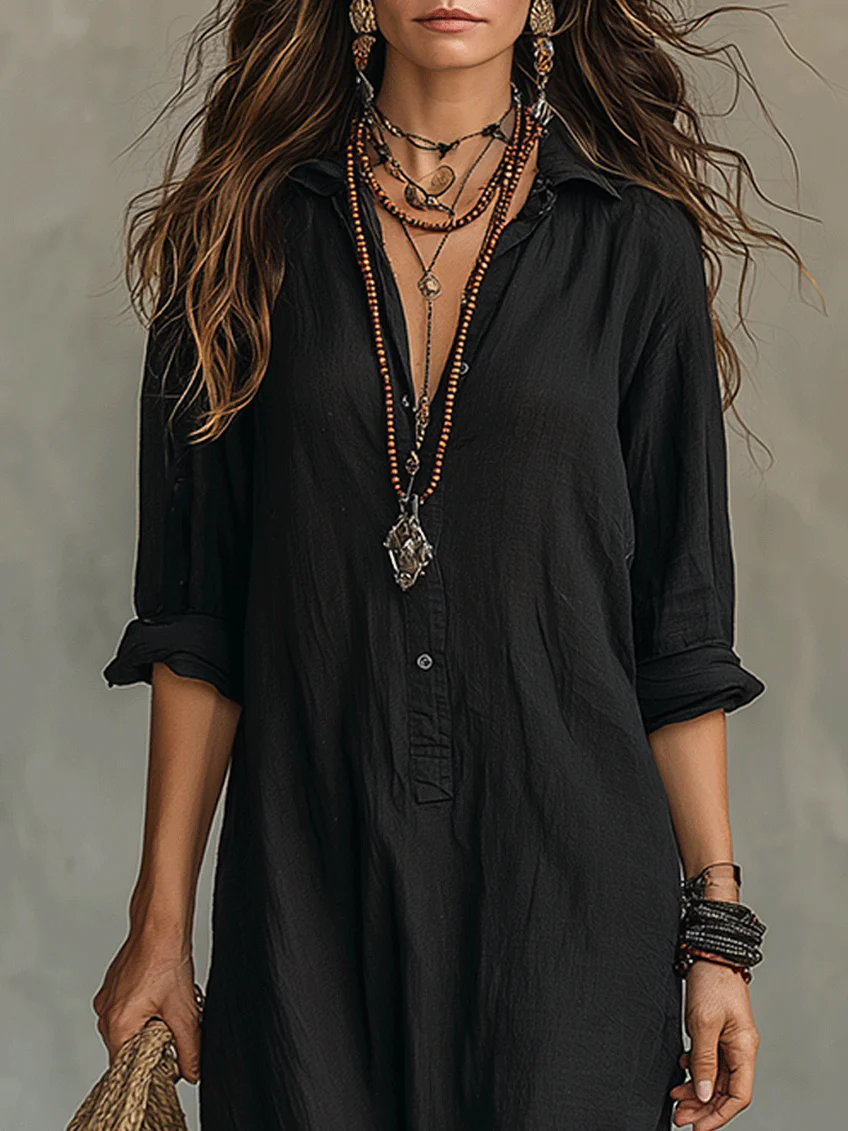 Robe Chemise Longue Fendue