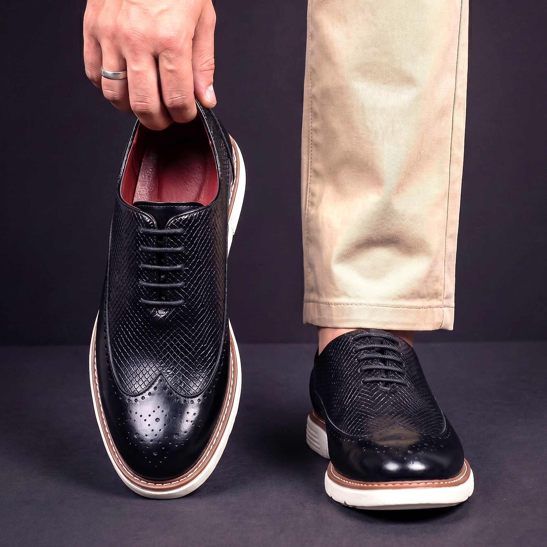 Baskets Brogue Effet Croco