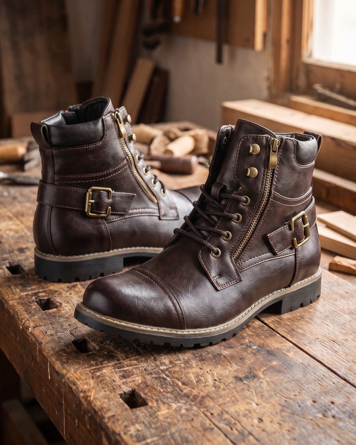 Bottines Lacées à Boucle
