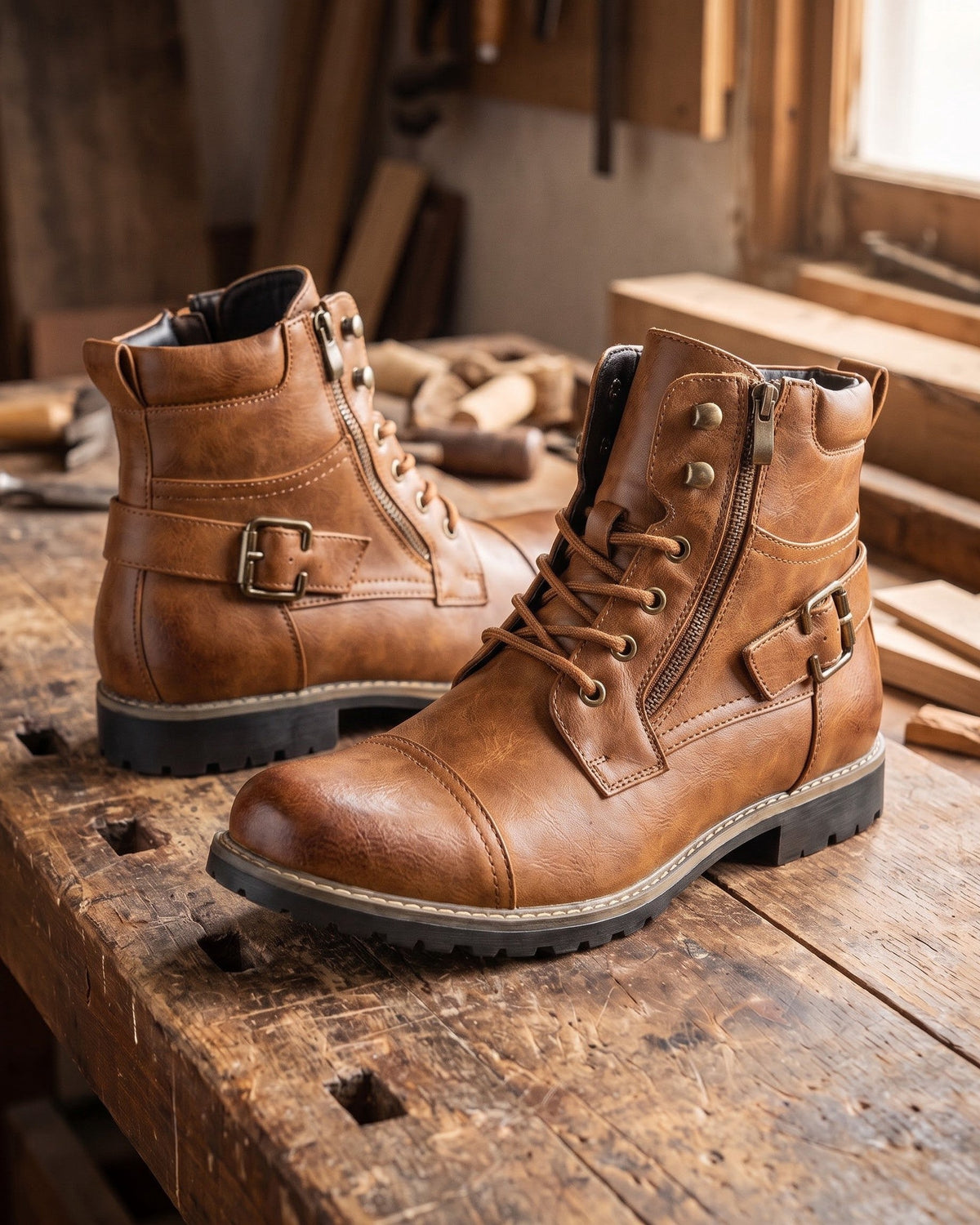 Bottines Lacées à Boucle