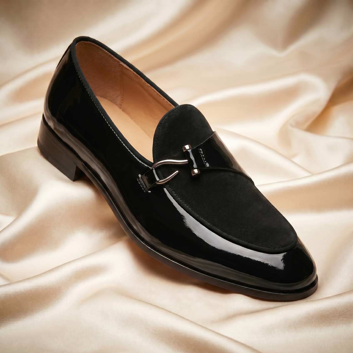 Mocassins Bi Matière Verni Daim