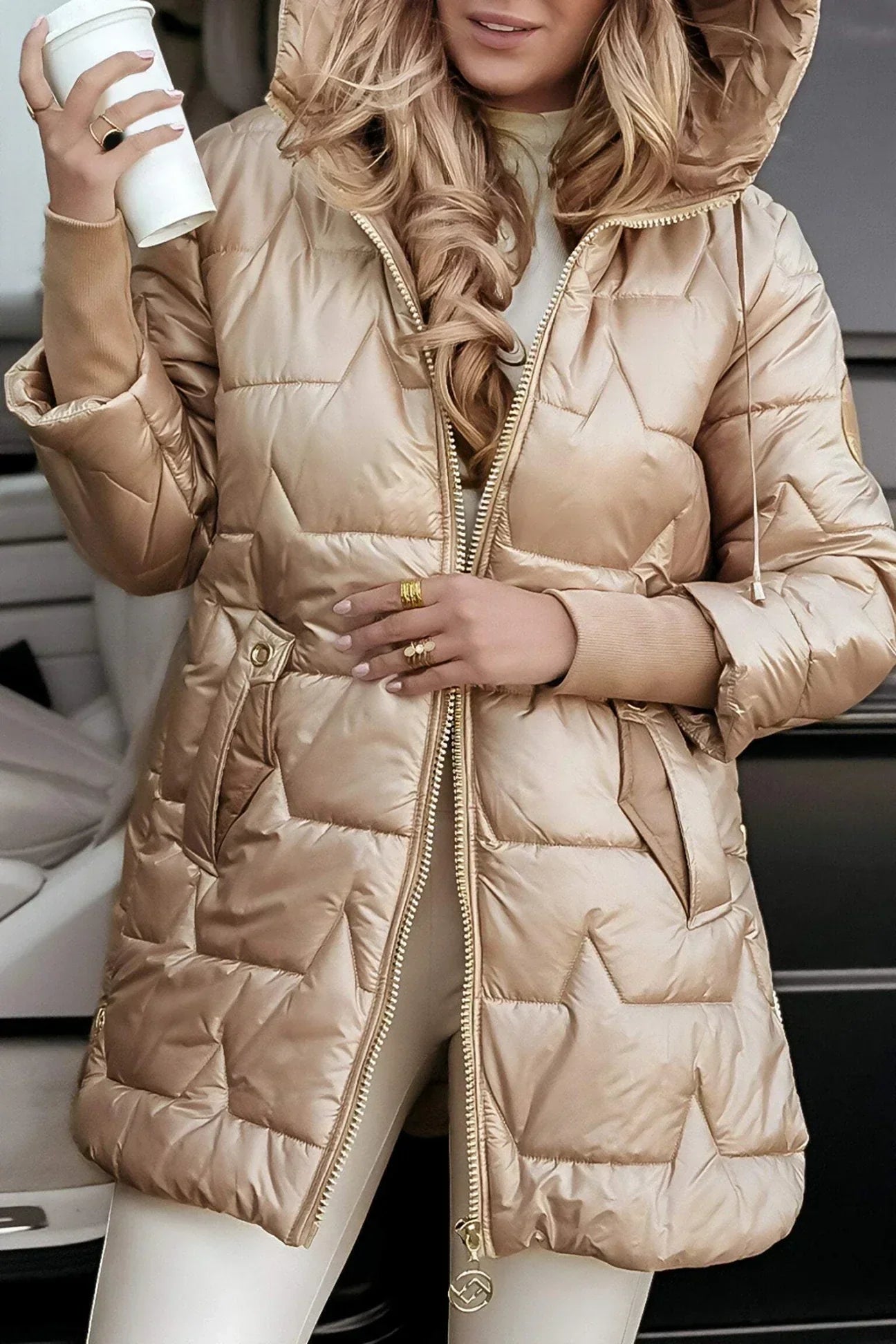 Chaqueta Larga Acolchada Urbana