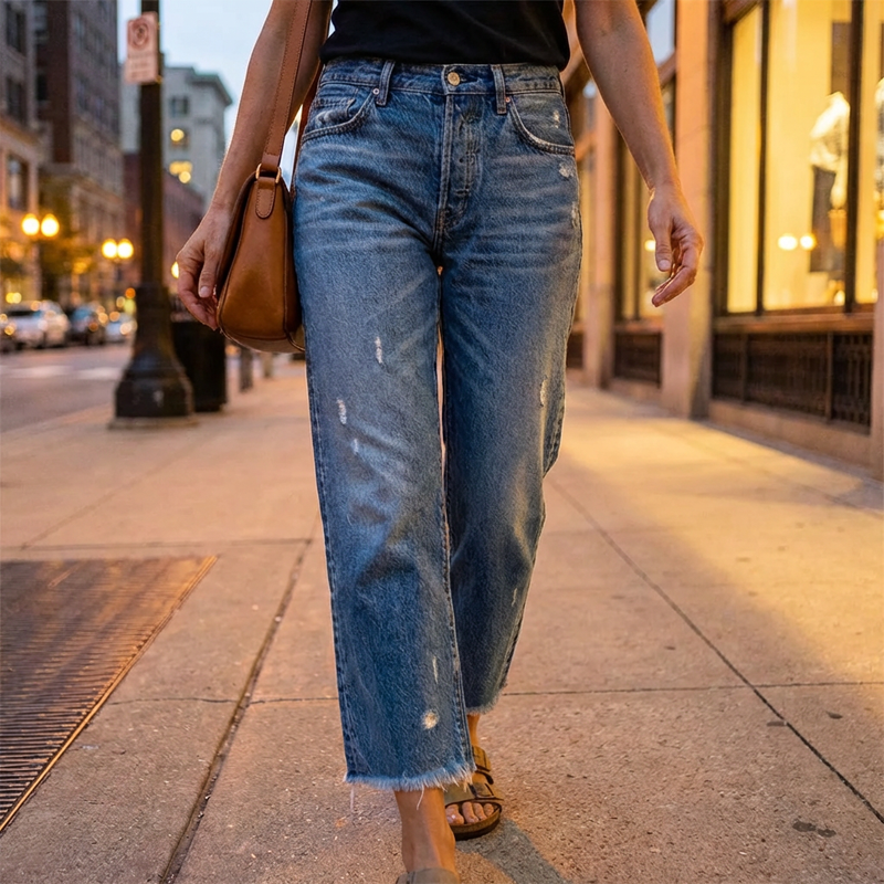 Vaqueros de Pierna Recta Cropped