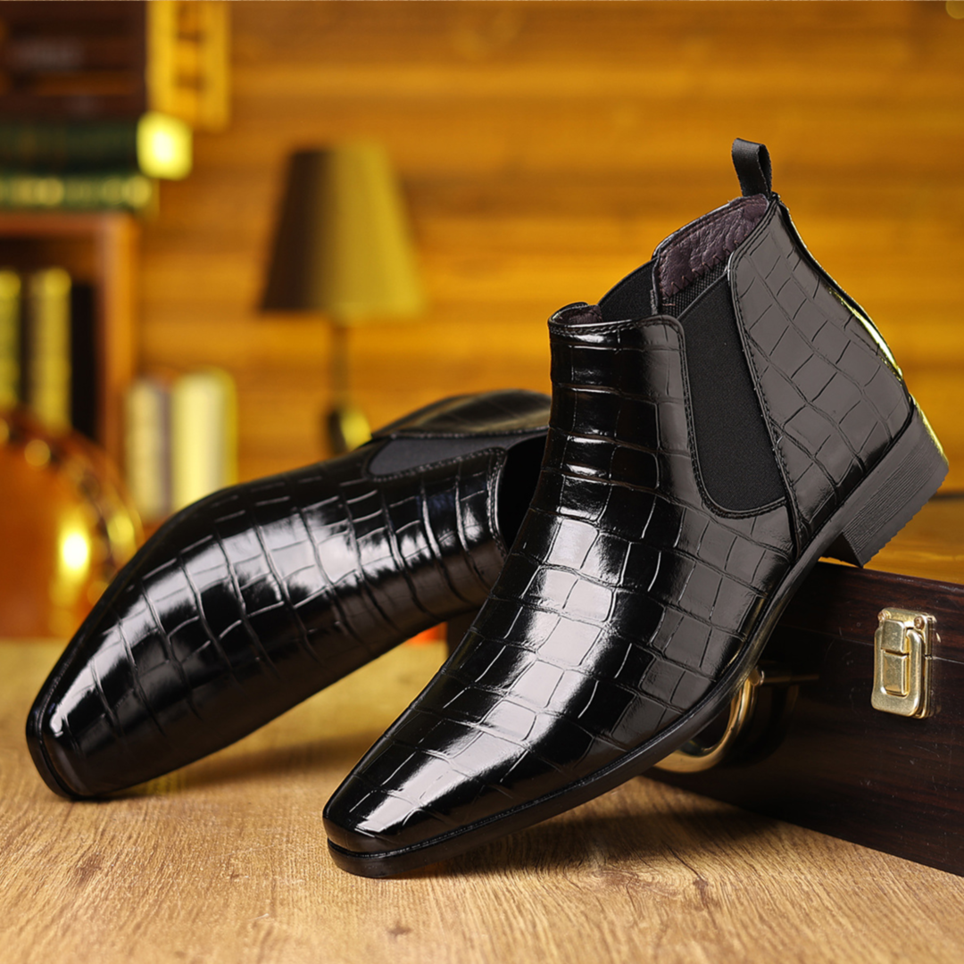 Bottines Chelsea Effet Croco Verni