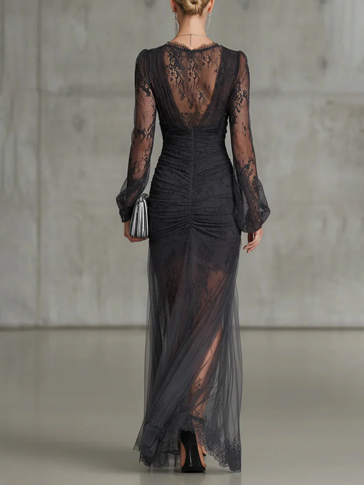 Tessa | Lace Ruched Sheer Dresss