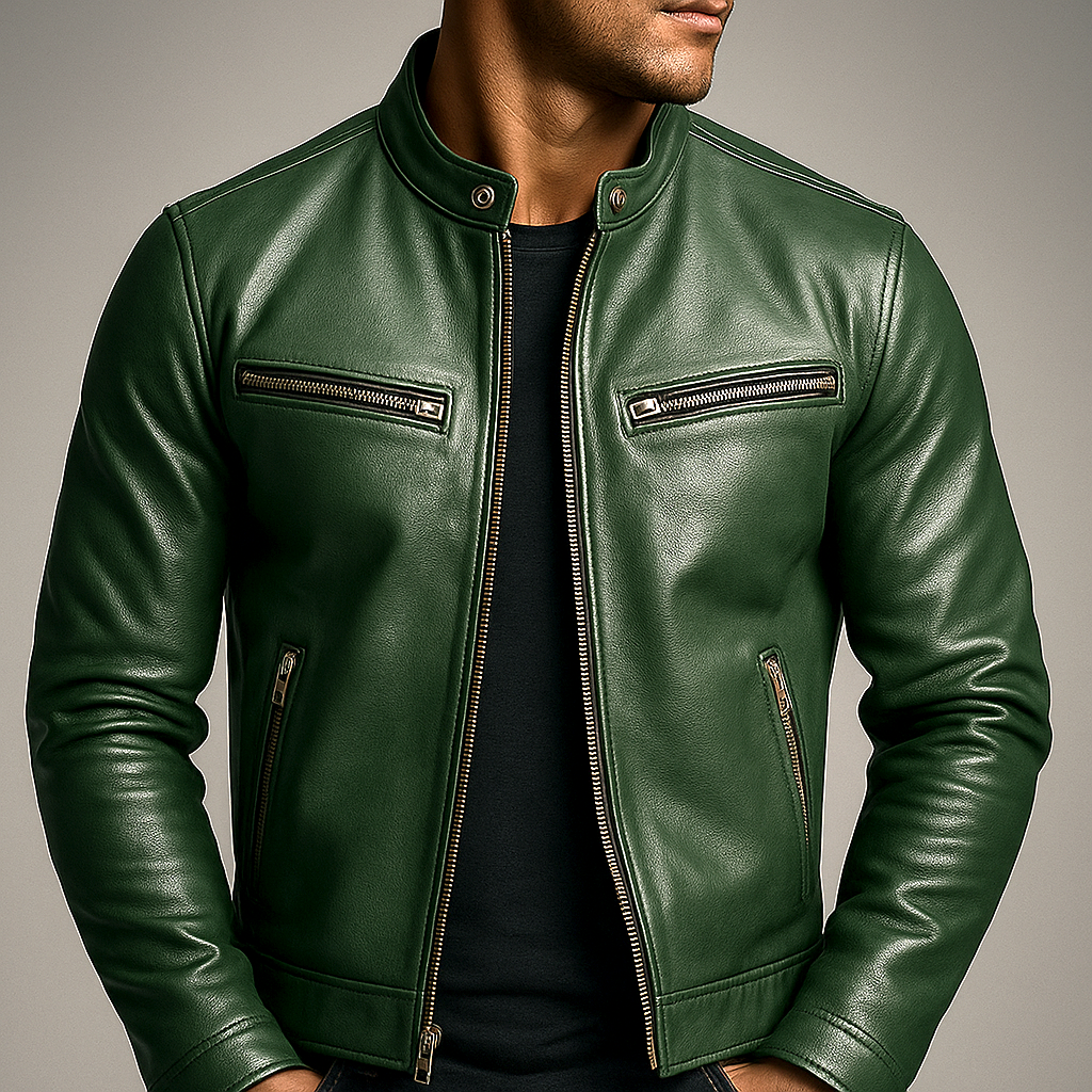Chaqueta de Cuero de Corte Recto