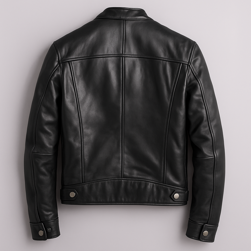 Chaqueta de Cuero de Corte Recto