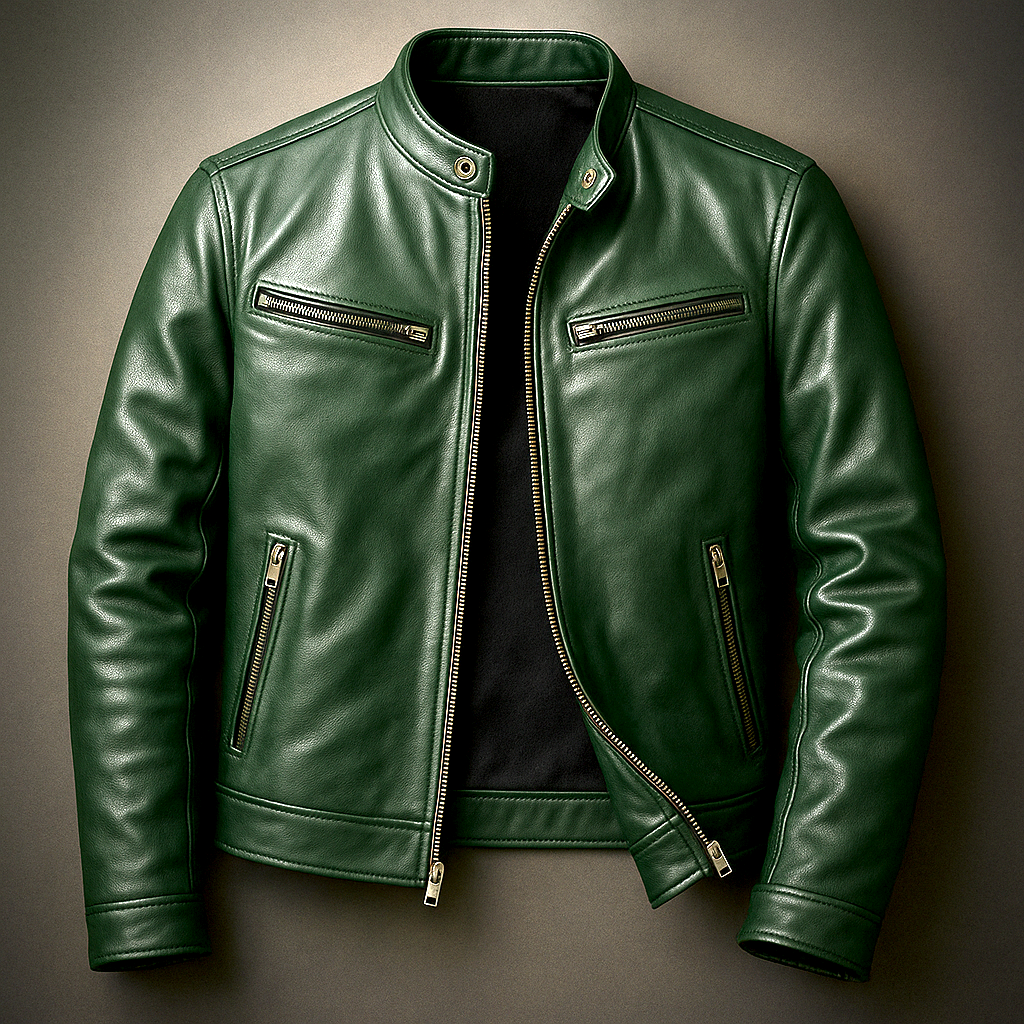 Chaqueta de Cuero de Corte Recto