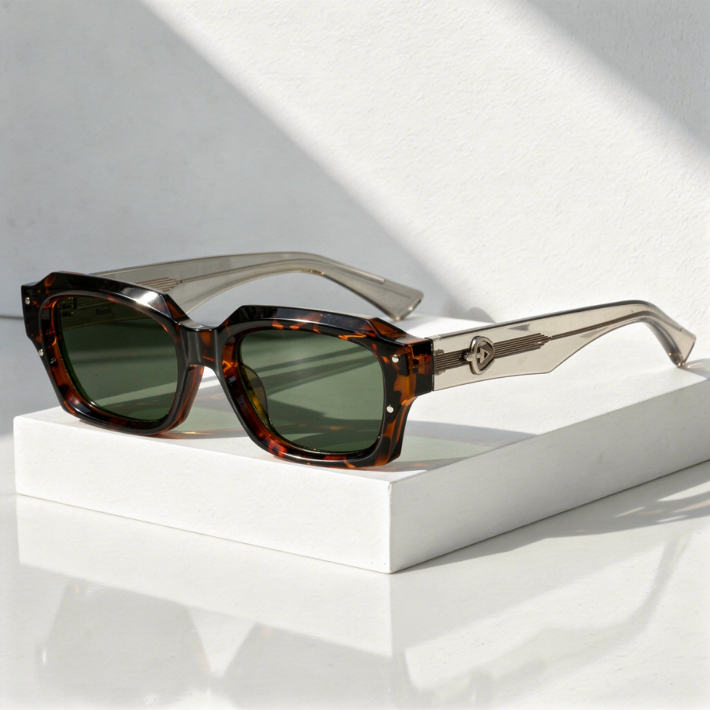 Lunettes de Soleil Rectangle Acétate