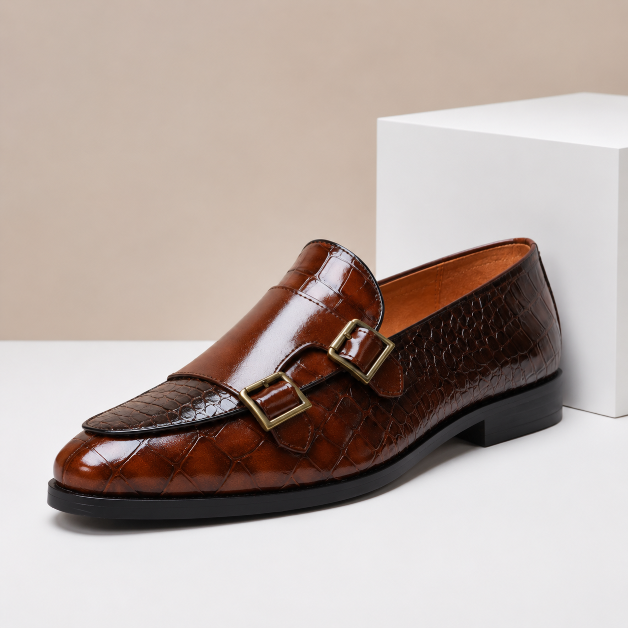 Mocassins Effet Croco Double Boucle