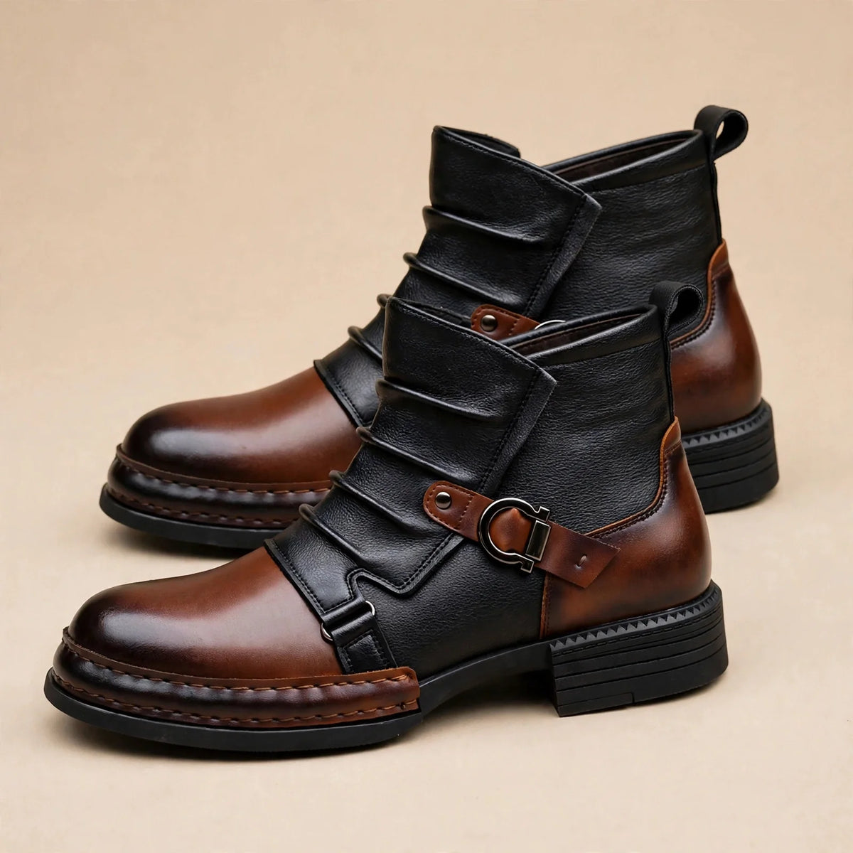 Bottines Bicolores Froncées