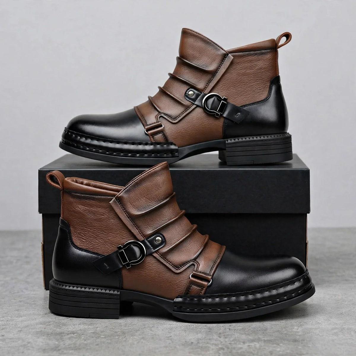 Bottines Bicolores Froncées