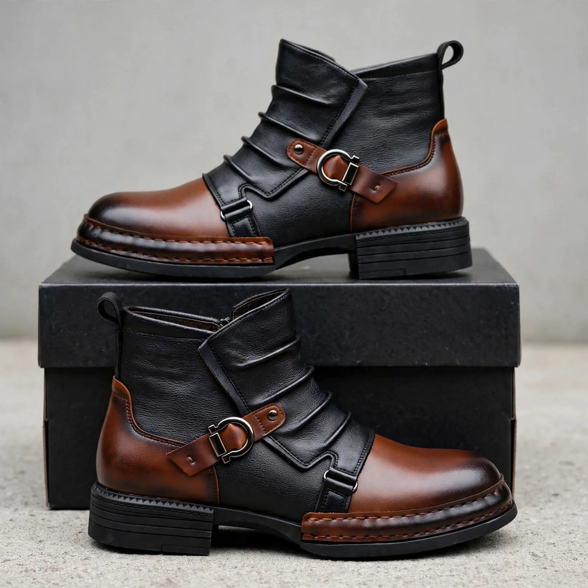 Bottines Bicolores Froncées