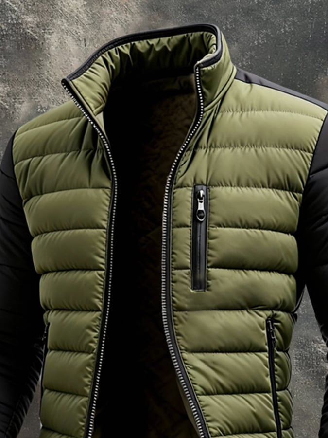 Chaqueta Acolchada Con Cremallera y Corte Moderno