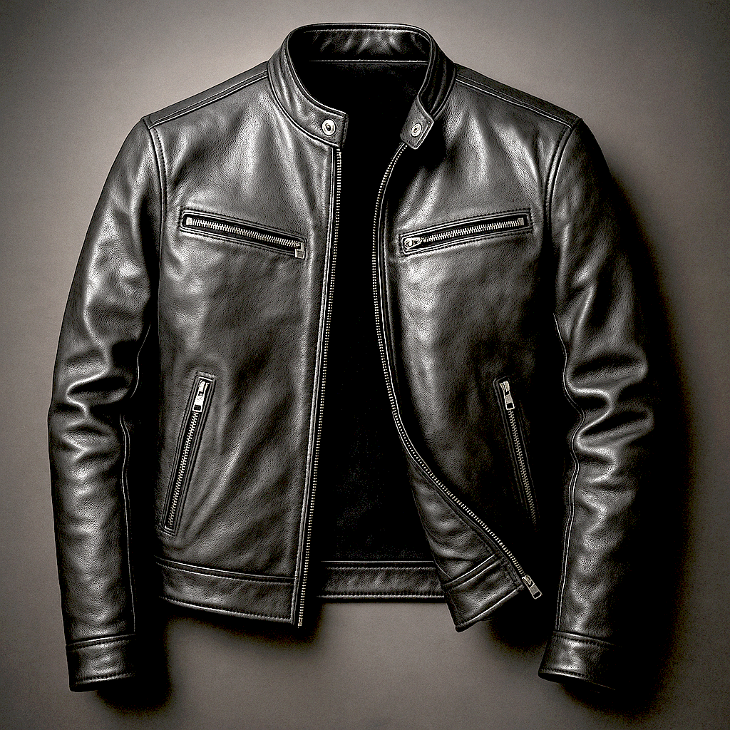Chaqueta de Cuero de Corte Recto