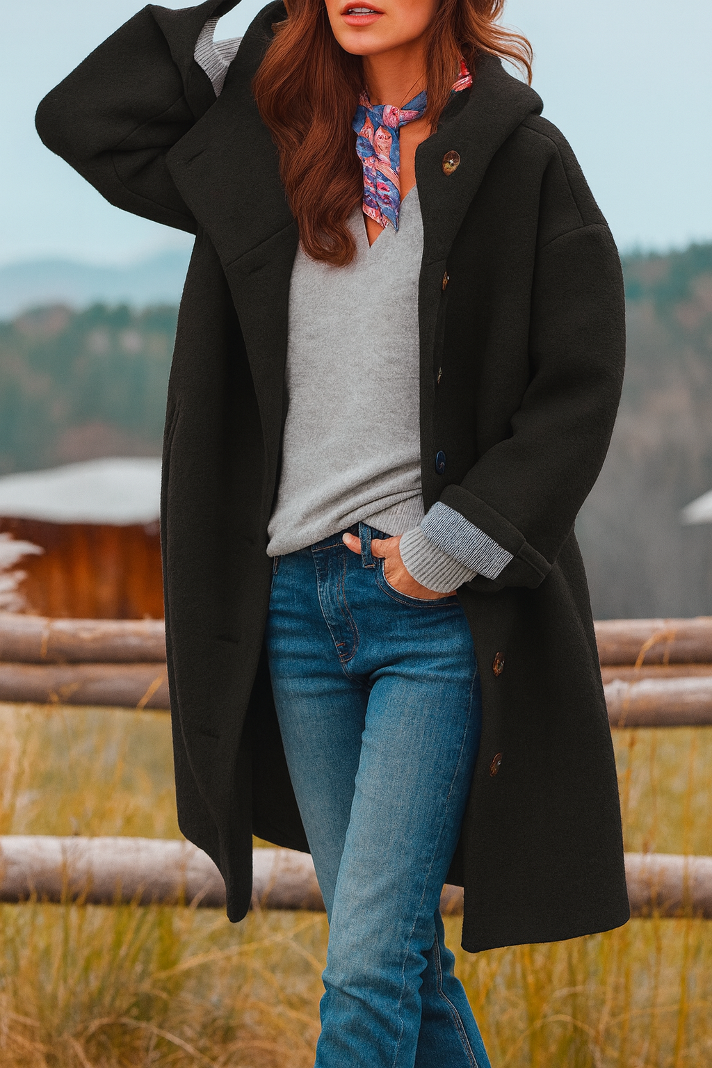 Chaqueta con Capucha de Estilo Casual